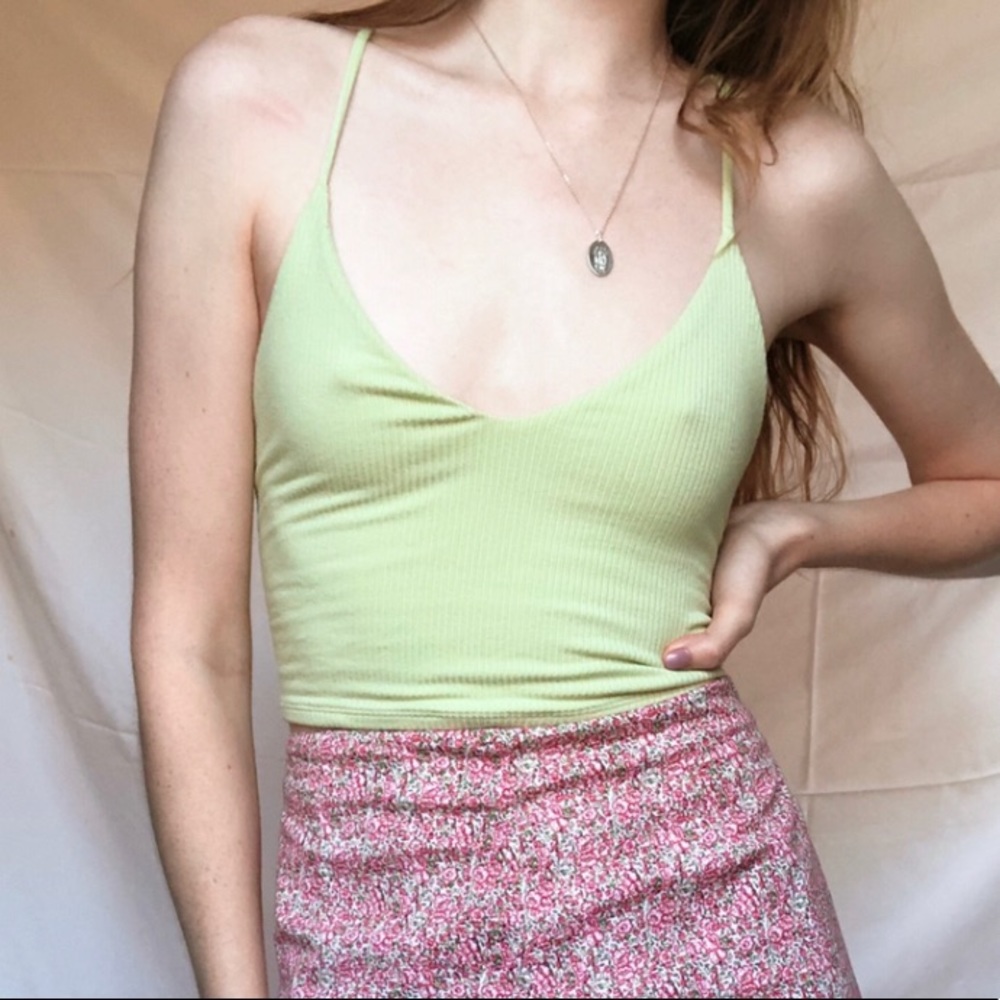 Garage Green Lace Up Back Crop Top